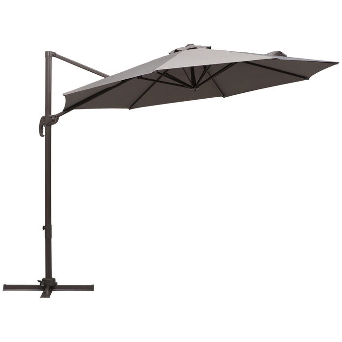 3M Roma Umbrella - Sun Shade Cantilever, Hanging Parasol with Cross Base, Hand Crank, Aluminum Frame, 360° Rotation - Ideal for Outdoor Relaxation and UV Protection