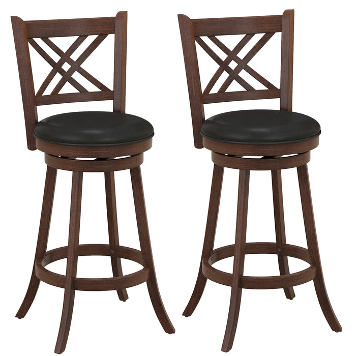 PU Surface and Rubber Wood Frame Barstools - 29 Inch Upholstered Counter Height Stools - Ideal for Home and Commercial Bar Settings