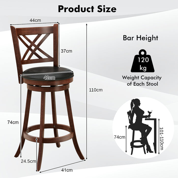 PU Surface and Rubber Wood Frame Barstools - 29 Inch Upholstered Counter Height Stools - Ideal for Home and Commercial Bar Settings
