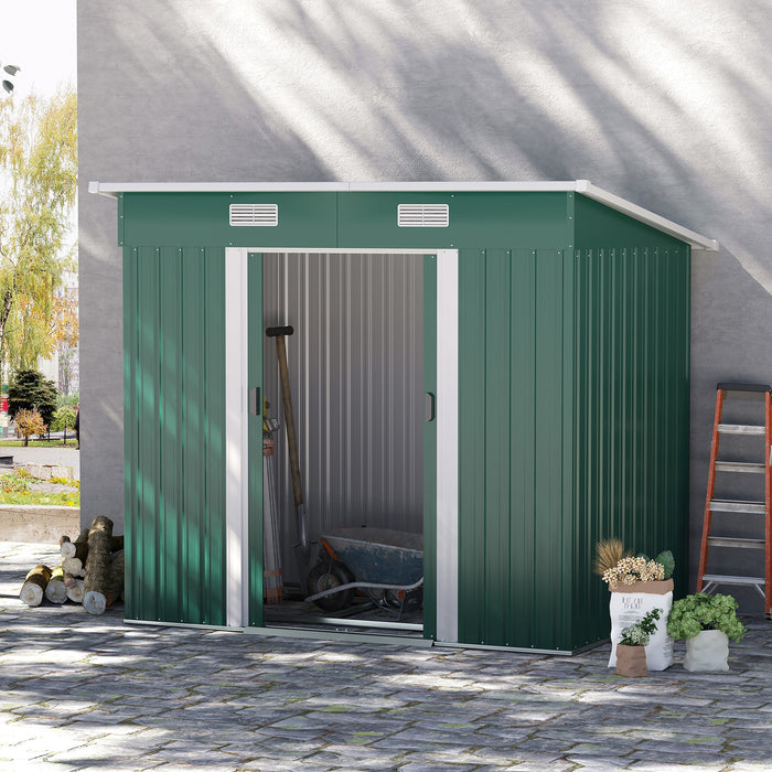 Outdoor Garden Storage Shed - 6.8 x 4.3ft Tool Organizer for Backyard, Patio, Lawn - Spacious Green Storage Solution