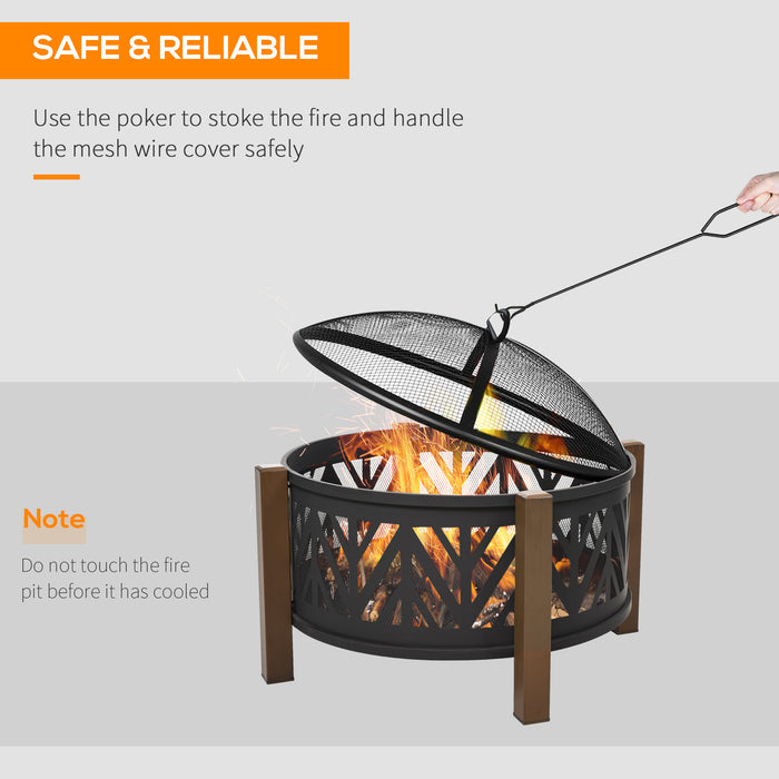 Outdoor 2-in-1 Fire Pit and BBQ Grill - 30" Steel Bowl with Spark Screen and Fire Poker - Ideal for Backyard Bonfires and Outdoor Cooking