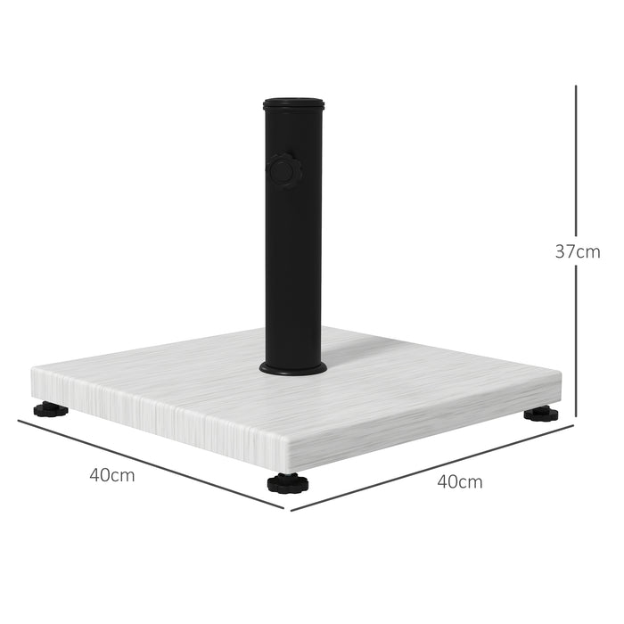 Adjustable Foot Pad 12kg Garden Parasol Base - Concrete Umbrella Stand with Wood Effect & Knob - Sturdy Outdoor Shade Support