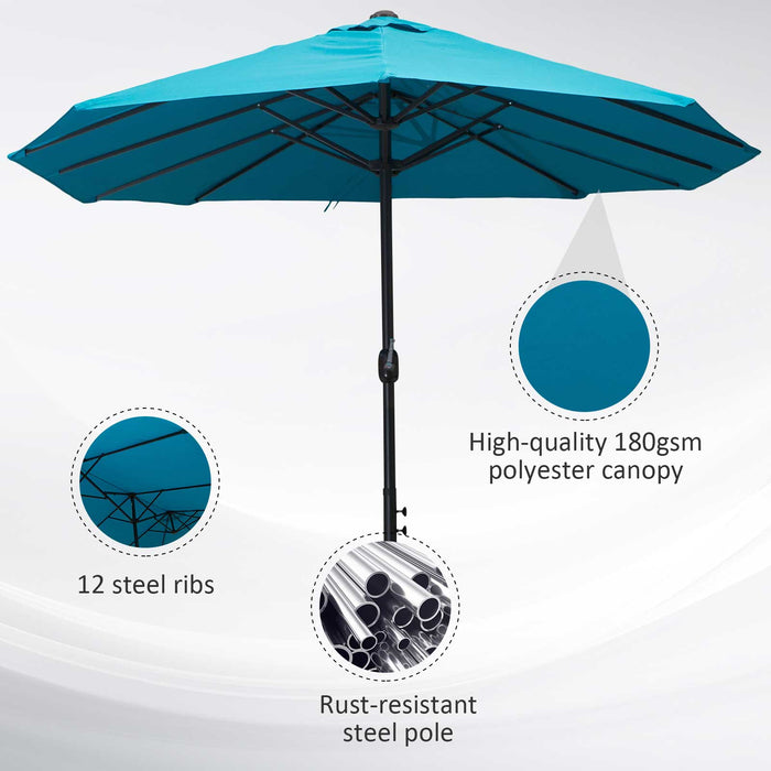 Double-Sided Patio Parasol Sun Umbrella, 4.6m - UV Protection and Adjustable Shade - Ideal for Outdoor Entertainment and Garden Relaxation