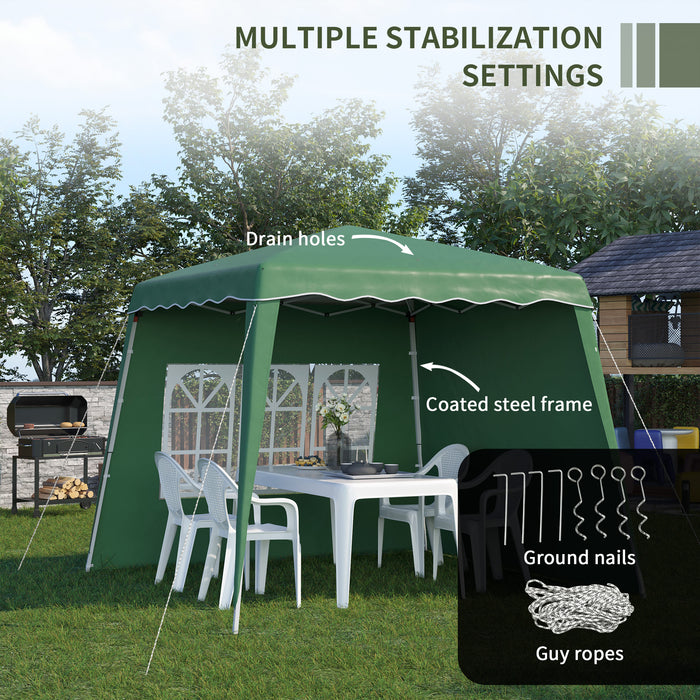 2-Sided Pop Up Gazebo with Slant Legs - Height Adjustable UV50+ Party Tent Event Shelter with Carry Bag - Ideal for Garden, Patio Gatherings and Outdoor Protection