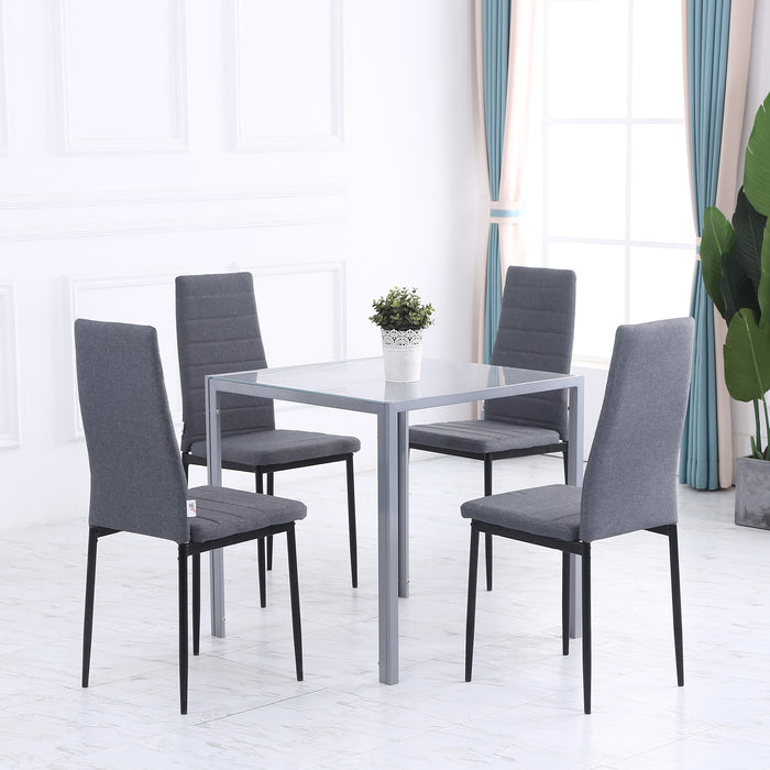 Square Glass-Top Dining Table with Metal Legs - Modern 4-Seater for Dining and Living Spaces - Ideal for Contemporary Home Decor