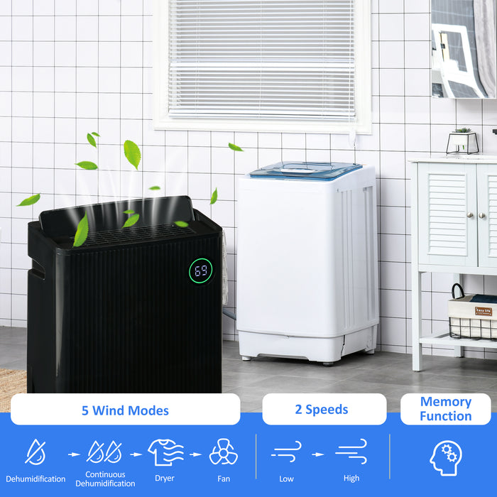 5500mL Large-Capacity Dehumidifier with Built-in Air Purifier - UVC Sterilization, Ionizer, 24-Hour Timer, 5 Operating Modes, 16L Daily Extraction - Ideal for Home Laundry Use, Sleek Black Design