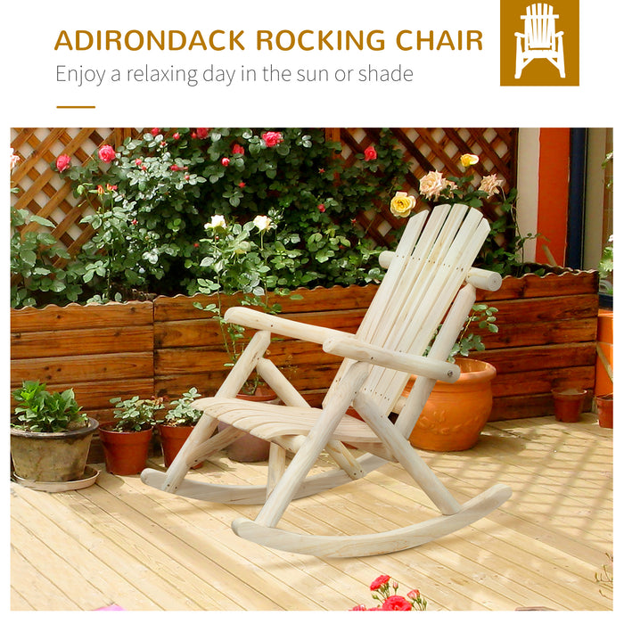 Cedar Wood Adirondack Rocking Chair - Ergonomic Porch Rocker for Garden and Outdoor Relaxation - Traditional Burlywood Finish