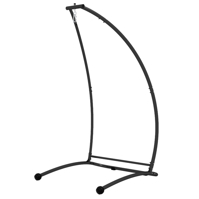 Heavy Duty Metal C-Shape Hammock Chair Stand - Sturdy Frame for Hanging Air Porch Swing Chairs, Black - Ideal for Indoor/Outdoor Relaxation and Lounging