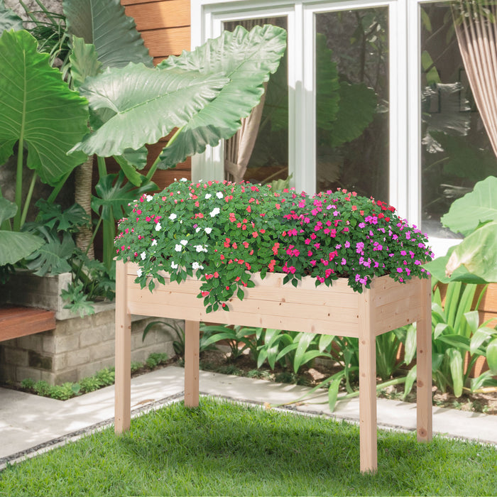 Rectangular Fir Wood Planter Box - Durable Non-Woven Fabric Garden Bed, 122.5x56.5x76cm - Ideal for Indoor/Outdoor Gardening