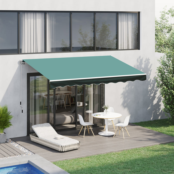 Manual Retractable Awning - 3x2.5m Dark Green Sun Shade Canopy for Garden and Patio - Outdoor Shelter and Protection