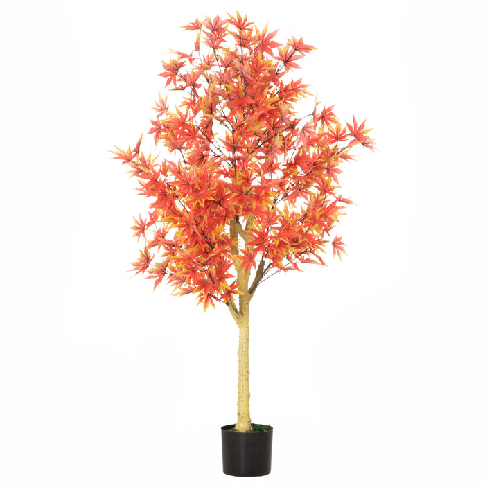 Realistic Artificial Red Maple Tree - Lifelike Faux Indoor/Outdoor Plant in Nursery Pot, 135cm Tall - Home & Office Decor Enhancement