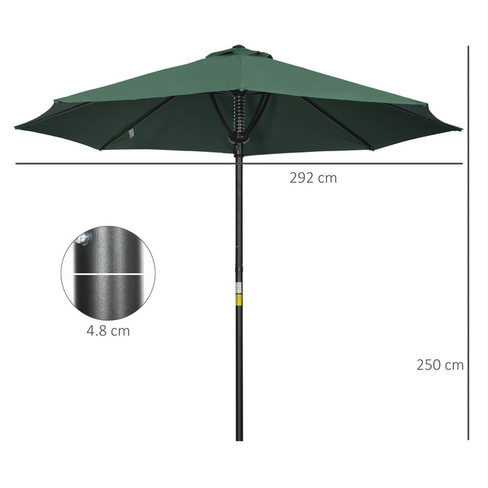 Outdoor Market Table Umbrella with 8 Ribs - Durable Garden Parasol Sun Shade Canopy in Green - Ideal for Patio Relaxation and UV Protection