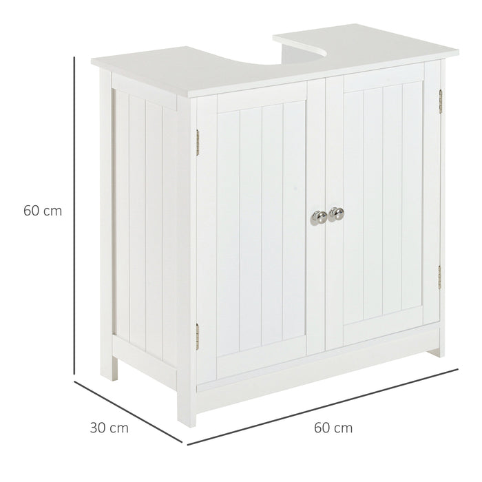 Under Sink Bathroom Storage Cabinet - 2-Tier Wooden Vanity Organizer, White - Space-Saving Solution for Small Bathrooms