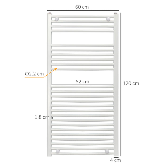 Hydronic Ladder Radiator Towel Warmer - Straight 600x1200mm Central Heating Bathroom Towel Rail - Cozy & Dry Towels for Home Comfort