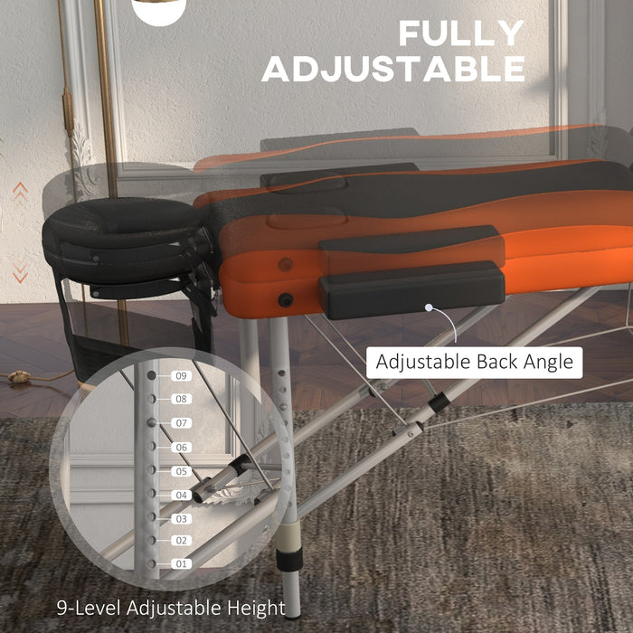 Foldable Massage Table - Professional Salon & SPA Facial Couch Bed, Black and Orange - Ideal for Therapists and Beauty Treatments