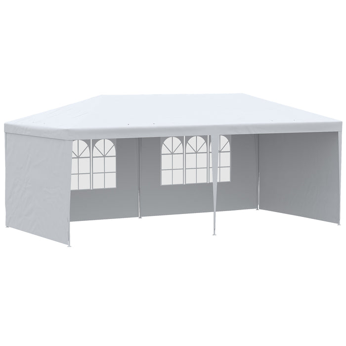 6x3m Party Tent Gazebo - Marquee with Windows and Side Panels for Outdoor Events - Patio Canopy Shelter, Ideal for Gatherings and Celebrations