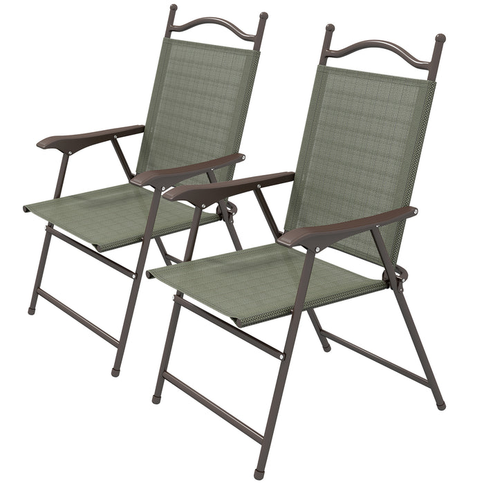 Folding Patio & Camping Chair Duo - Sports Chairs with Armrests and Mesh Fabric Seating - Perfect for Adults, Outdoor Lawn Relaxation