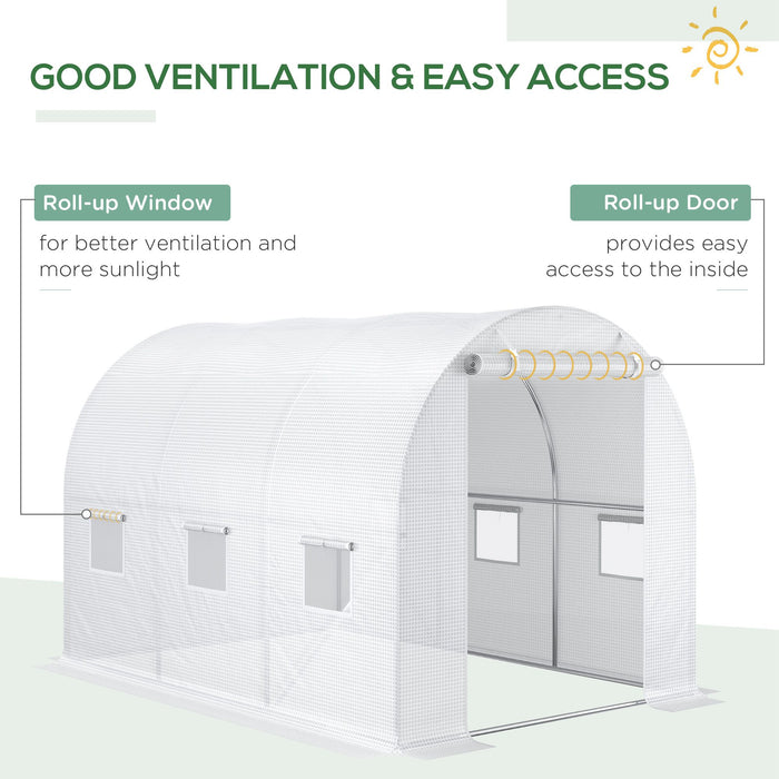 Greenhouse Walk-in PE Cover 3x2x2m with Roll-Up Windows & Zippered Entrance - Durable Weather-Resistant Plant Protection - Ideal for Gardeners and Home Farming Enthusiasts