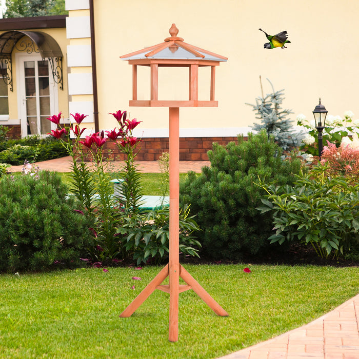 Deluxe Garden Bird Feeder Stand - 113cm Tall Wooden Feeding Station and Parrot Table - Ideal for Attracting Wild Birds and Pet Enrichment