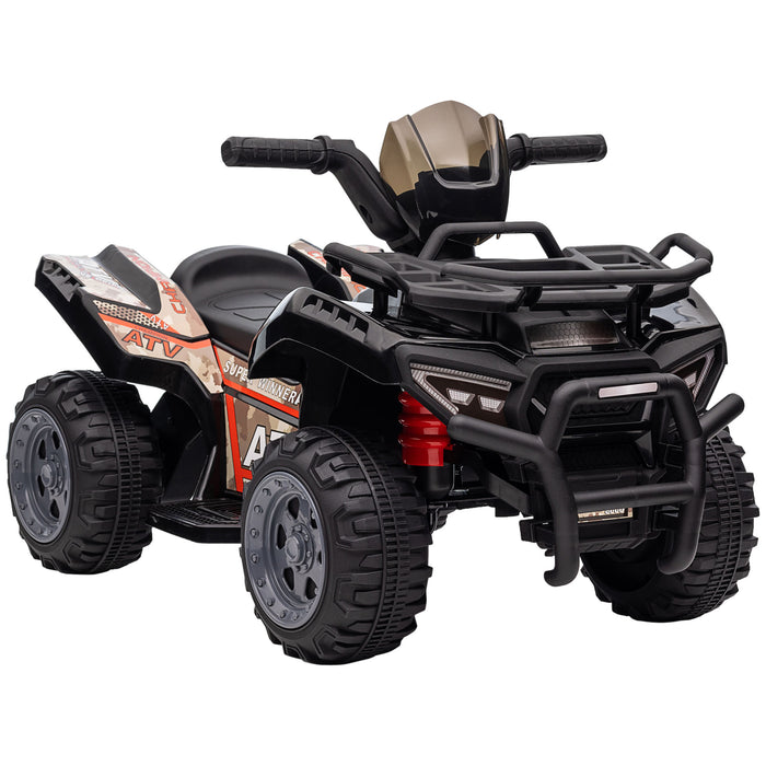 Kids Ride-On Quad ATV - 6V Battery-Powered Motorcycle with Real Working Headlights - Ideal for Toddlers 18-36 Months, Sleek Black Design