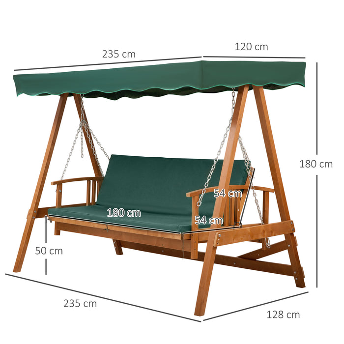 Outdoor Wooden Swing Chair - 3-Seater Garden Loveseat - Perfect for Patio Relaxation and Family Enjoyment