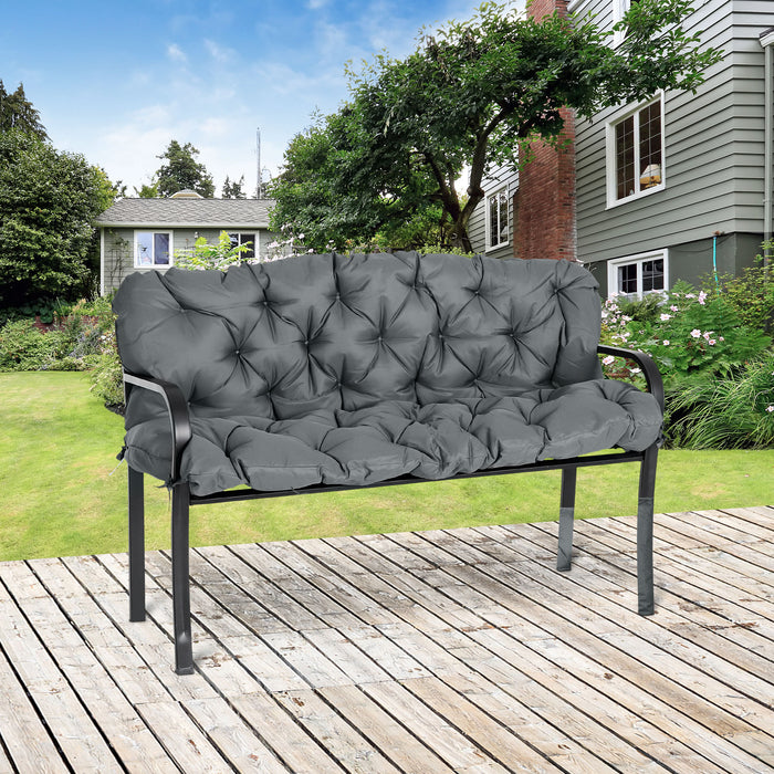 3-Seater Garden Bench Cushion with Back - Durable Dark Grey Outdoor Chair Cushions with Ties, 98x150 cm - Comfort for Patio, Deck or Indoor Use