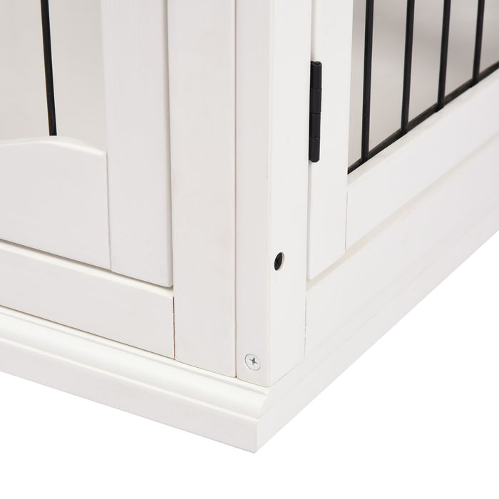 Compact 3-Door MDF Indoor Pet Cage - White, Durable Construction - Perfect for Small Pets, Easy Indoor Living & Safety