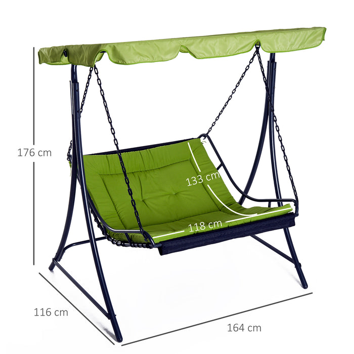 Outdoor Hanging Swing Chair - Durable Green Hammock Seat for Relaxation - Ideal for Garden, Patio, and Backyard Spaces