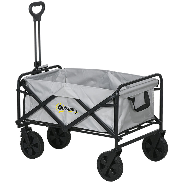 Folding Cargo Wagon with Telescopic Handle - Heavy-Duty Pull-Along Utility Cart in Dark Grey - Ideal for Outdoor Events, Gardening and Transport