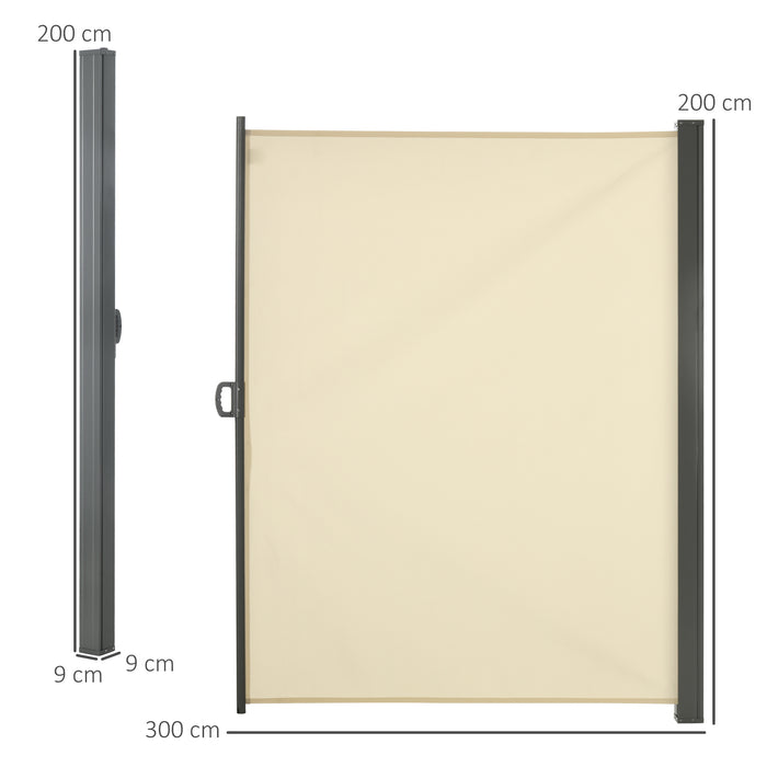 Retractable Sun Side Awning - 3-Pack 2m Patio Garden Wall Balcony Screening, Outdoor Blind Privacy Divider in Cream - Perfect for Enhancing Seclusion in Your Outdoor Spaces