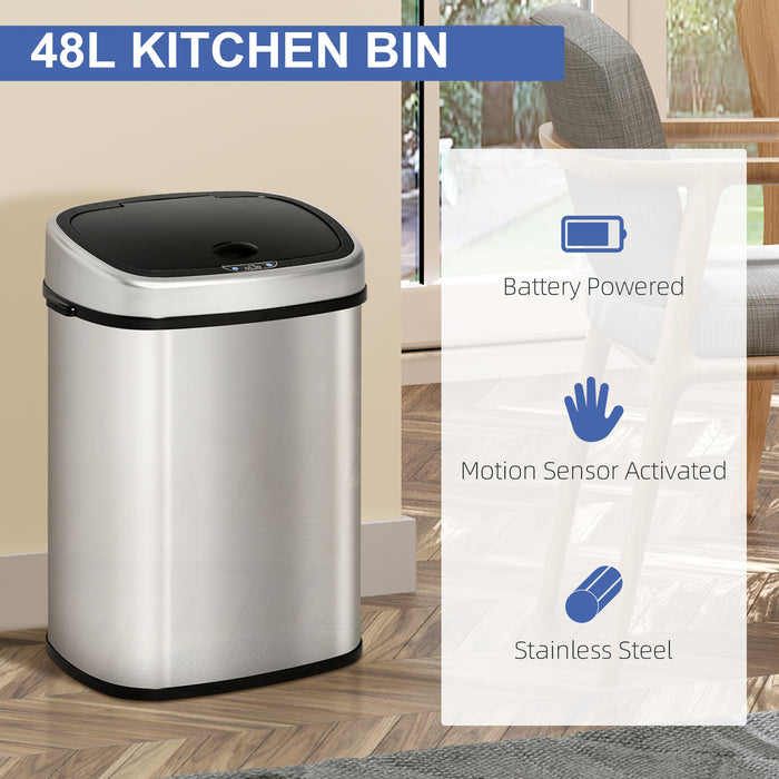 Stainless Steel Sensor Dustbin 48L - Automatic Touchless Garbage Waste Bin for Hygienic Disposal - Ideal for Home and Office Use