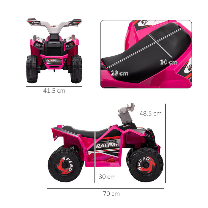 Pink 6V Quad Bike for Toddlers - Durable Wear-Resistant Wheels with Forward and Backward Functions - Perfect Ride-On Toy for 18-36 Month Olds