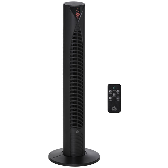 Oscillating 38" Tower Fan with Remote - 3 Speed Settings & 12-Hour Timer, Ultra Slim Black Design - Ideal for Home & Office Cooling Needs