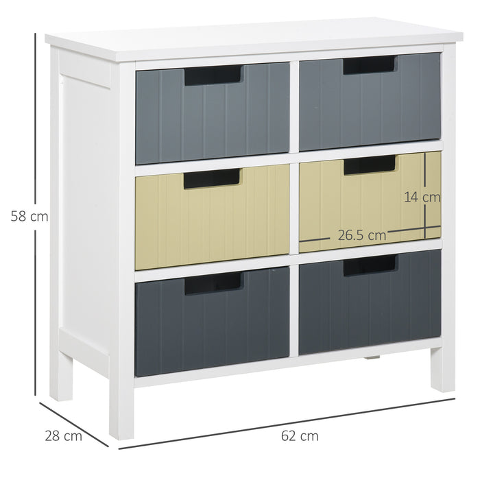 6-Drawer Storage Tower - Wooden Top Dresser Chest, Bedroom Closet Organizer - Ideal for Nursery, Hallway & Living Spaces