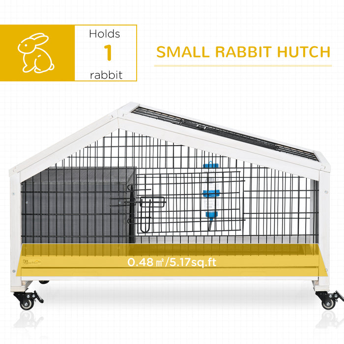 Mobile Small Animal Habitat with Water Dispenser - Wheeled Rabbit Hutch, Guinea Pig Cage with Bunny Run and Easy-Clean Slide-out Tray - Perfect Indoor Home for Little Pets, Dark Grey