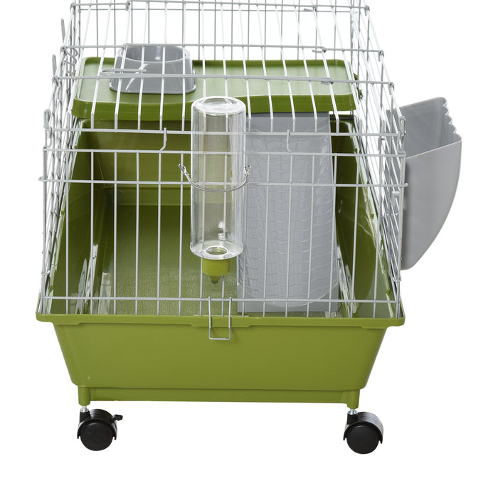 Small Animal Habitat - 35" Chinchilla, Guinea Pig, Ferret House with Platform, Ramp, Food Dish, Wheels, Water Bottle - Ideal Pet Enclosure for Indoor Use