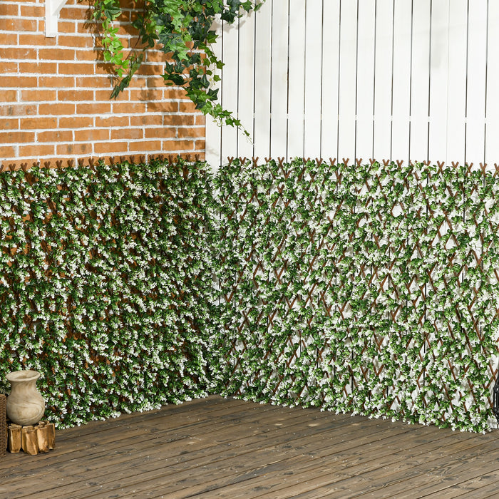 Expandable Faux Privacy Fence 2-Pack - 2x1m Decorative Trellis with Lifelike Artificial Leaves - Ideal for Garden Screening and Wall Greenery