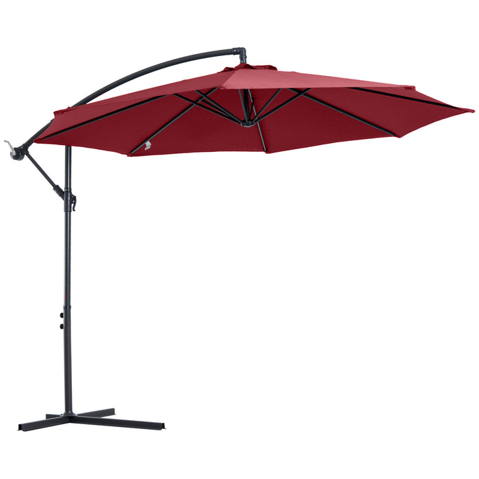 Cantilever 3m Umbrella - Banana-Style Outdoor Parasol for Garden & Patio Sun Protection - Ideal for Comfortable Shade in Wine Red