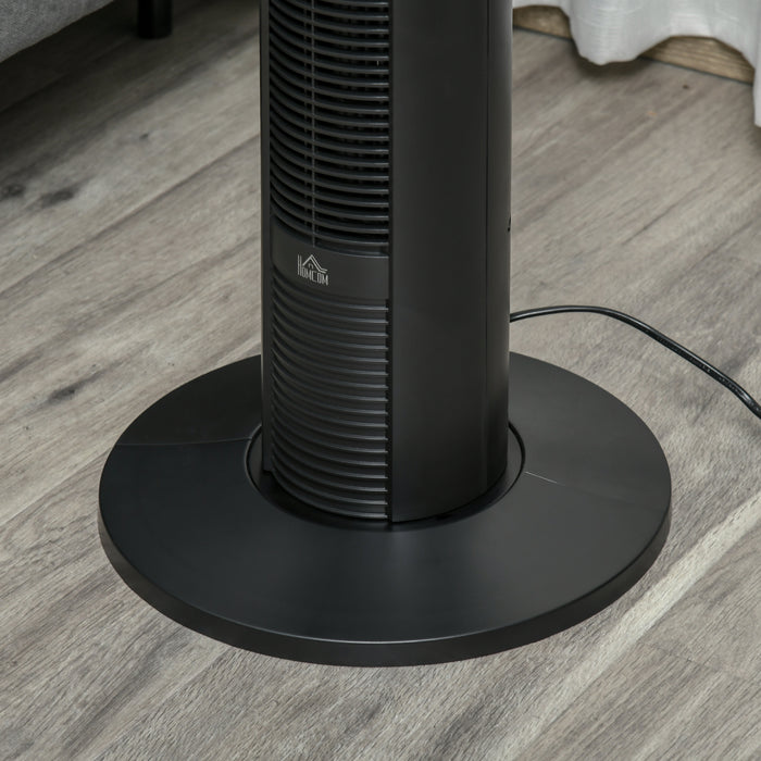 Oscillating 38" Tower Fan with Remote - 3 Speed Settings & 12-Hour Timer, Ultra Slim Black Design - Ideal for Home & Office Cooling Needs