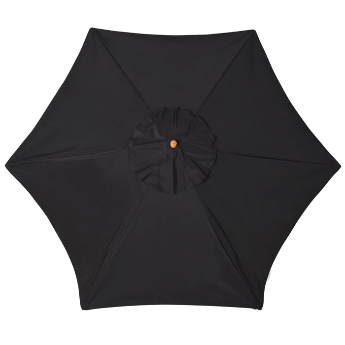 Wood Garden Parasol 2.5m - Outdoor Patio Sun Shade with Wooden Umbrella Stand, Black Canopy - Ideal for Home Backyard Comfort and UV Protection