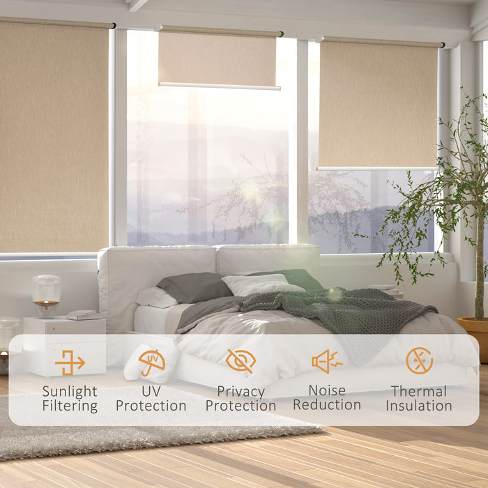 Smart Roller Blinds with WiFi - UV Protection & Privacy Electric Window Shades, Rechargeable - Easy Installation for Home & Office, Brown 90x180 cm