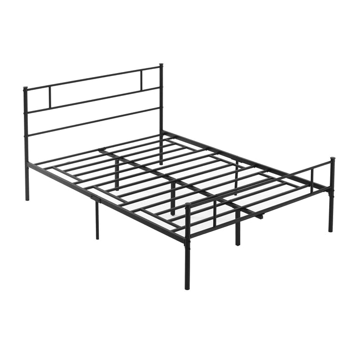 Sturdy Double Metal Bed Frame with Headboard and Footboard - Slatted Support Base & Ample Underbed Storage - Ideal Bedroom Furniture Solution