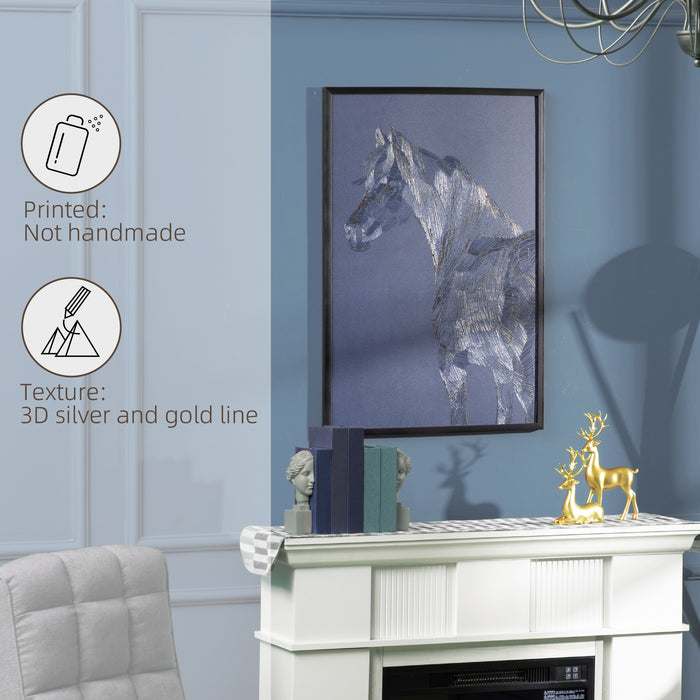 Gold Textured Horse Canvas Wall Art - 93x63 cm Elegant and Modern Wall Decor for Bedroom and Living Room - Ideal for Equestrian Enthusiasts and Contemporary Home Styling