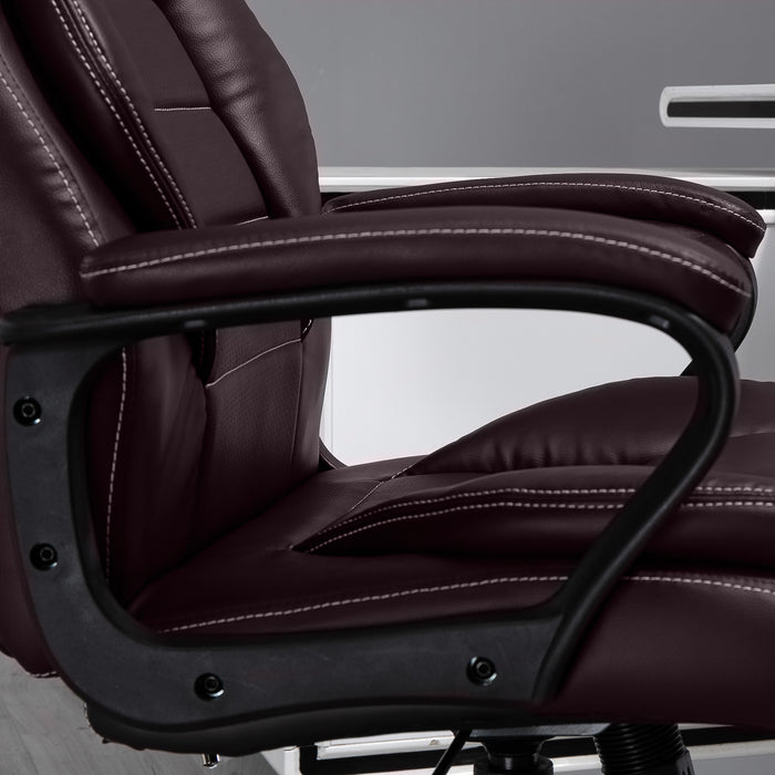 Ergonomic High Back Executive Chair with 6-Point Vibration Massage - Extra Padded Swivel and Tilt Desk Seat in Brown - Ideal for Office Professionals Seeking Comfort and Relaxation