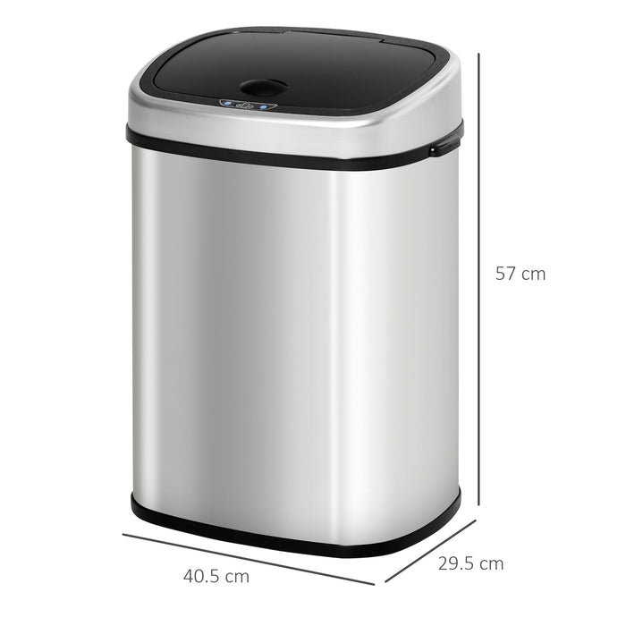 Stainless Steel Sensor Dustbin 48L - Automatic Touchless Garbage Waste Bin for Hygienic Disposal - Ideal for Home and Office Use