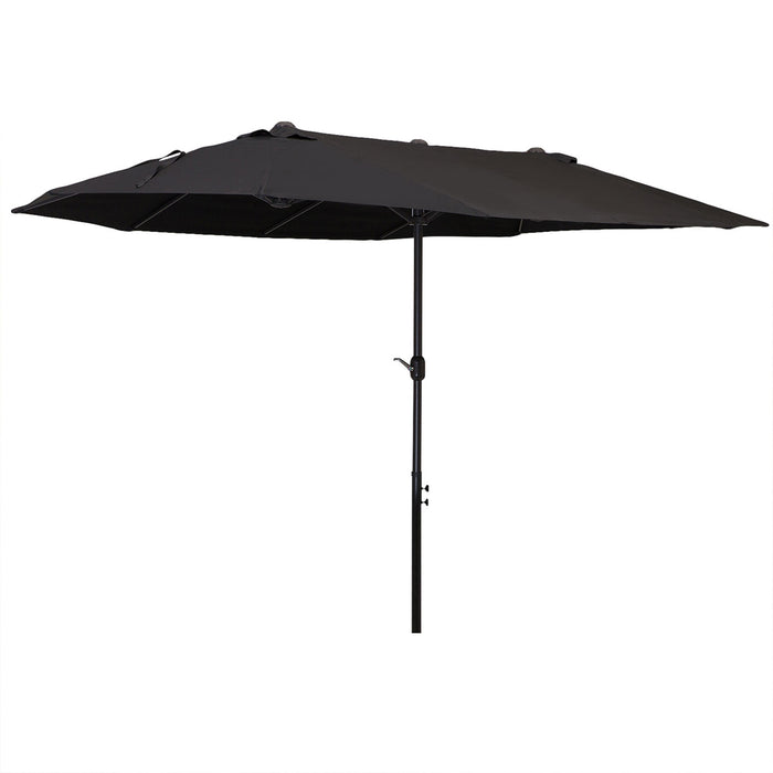 Double-Sided 4.6m Patio Parasol - Large Outdoor Sun Umbrella in Elegant Black - Ideal Shade Solution for Garden, Poolside, and Deck Relaxation