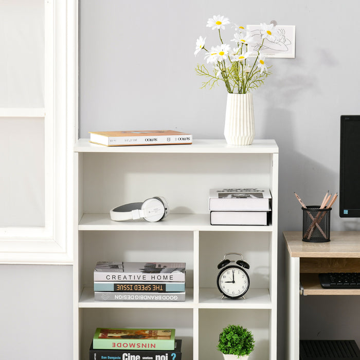 Modern White Bookshelf - Contemporary Display Cabinet with Cube Storage - Ideal for Home Office and Living Room Organization