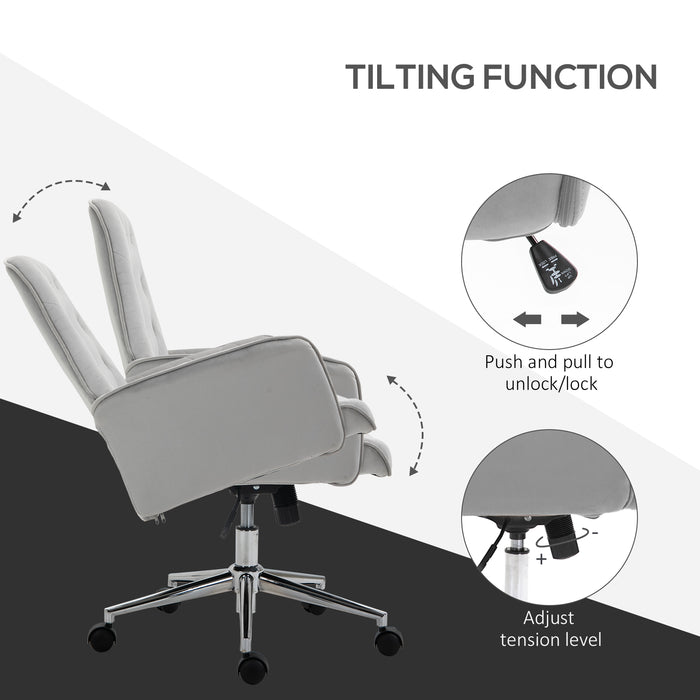 Modern Linen Swivel Computer Chair with Adjustable Armrest - Light Grey, Ergonomic Office Seating Solution - Ideal for Comfortable and Efficient Workspaces