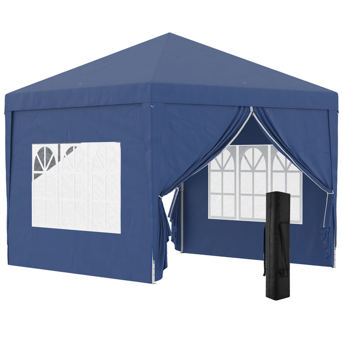 Water-Resistant Gazebo Tent - 3x3m Pop-Up Canopy Marquee with Carry Bag for Outdoor Events - Ideal for Weddings, Camping, and Parties, Blue