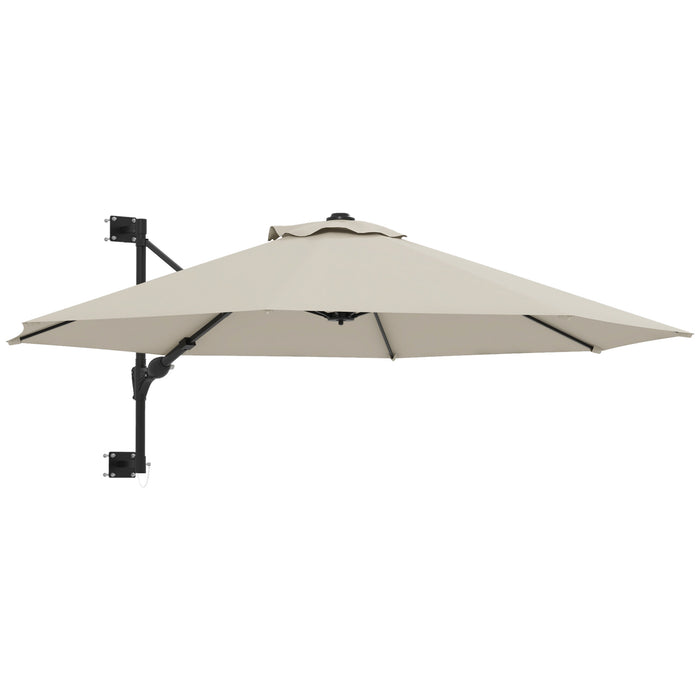 Wall Mounted Parasol with Air Vent - Beige Garden Patio Sun Shade Canopy - Ideal Outdoor Umbrella for UV Protection and Comfort